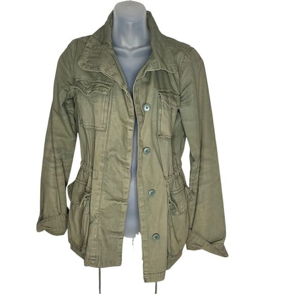 Ecote Military Style Jacket Button Down Green Medium - Picture 2 of 12